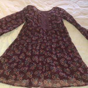 Burgundy floral boho dress with matching slip. Zoe & Rose XL GIRLS